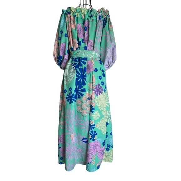 NWT Anthropologie x Oopscool Off-The-Shoulder Printed Dress, Size XS - Picture 8 of 10